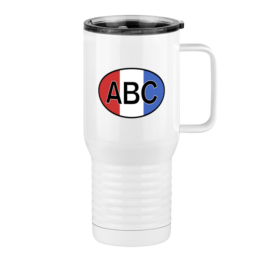 Personalized Euro Oval Travel Coffee Mug Tumbler with Handle (20 oz) - Vertical Stripes - Right View