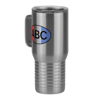 Thumbnail for Personalized Euro Oval Travel Coffee Mug Tumbler with Handle (20 oz) - Vertical Stripes - Front Left View