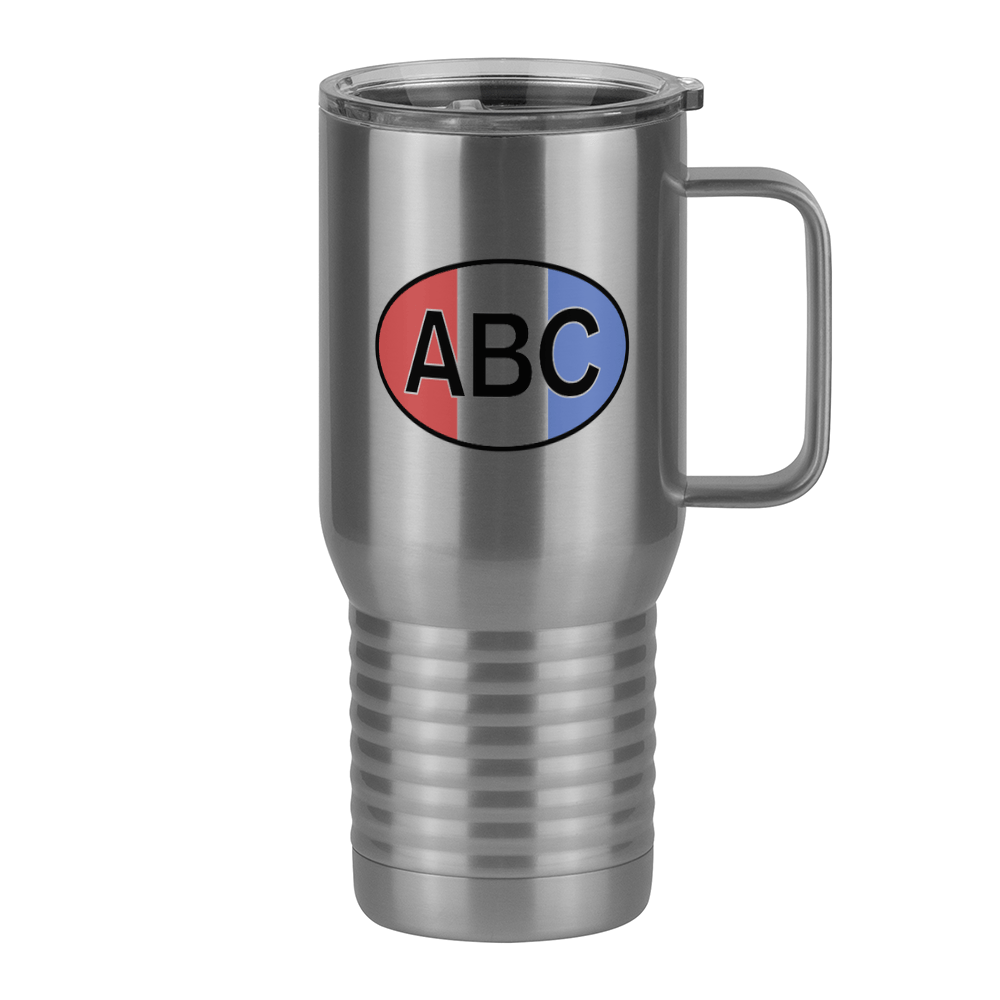Personalized Euro Oval Travel Coffee Mug Tumbler with Handle (20 oz) - Vertical Stripes - Right View