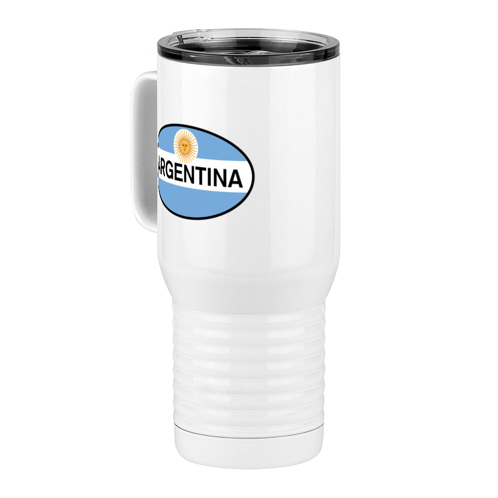 Euro Oval Travel Coffee Mug Tumbler with Handle (20 oz) - Argentina - Front Left View