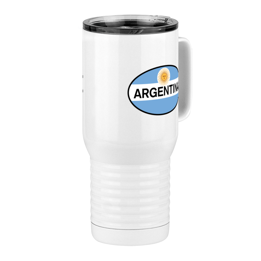 Euro Oval Travel Coffee Mug Tumbler with Handle (20 oz) - Argentina - Front Right View