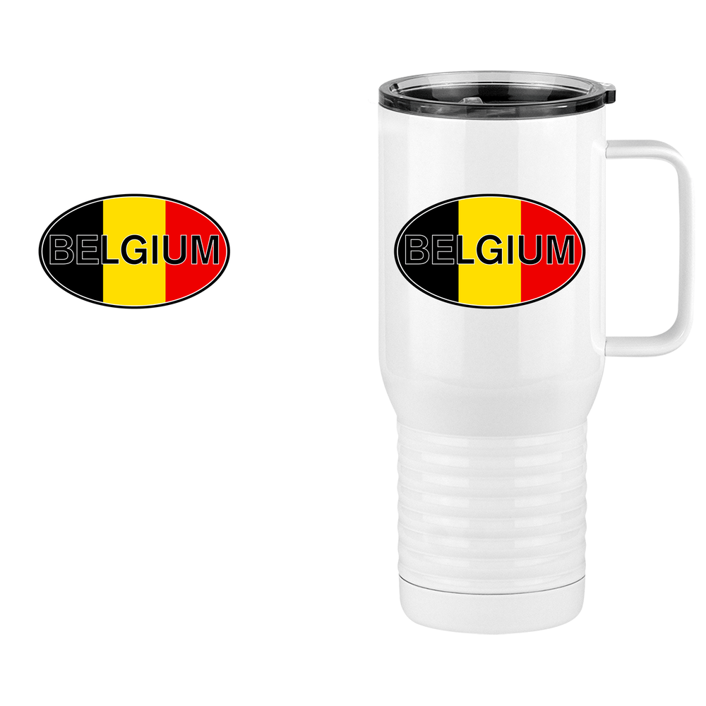 Euro Oval Travel Coffee Mug Tumbler with Handle (20 oz) - Belgium - Design View