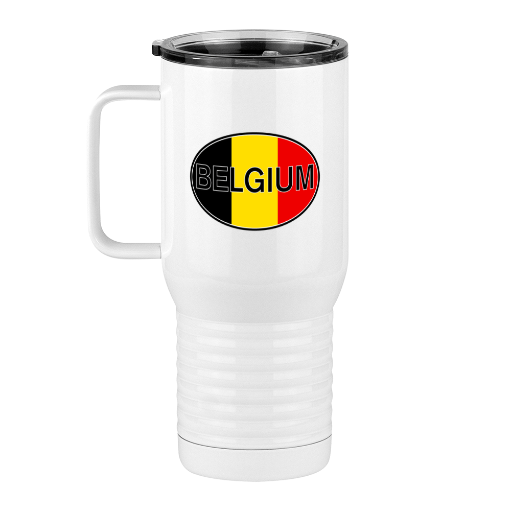 Euro Oval Travel Coffee Mug Tumbler with Handle (20 oz) - Belgium - Left View