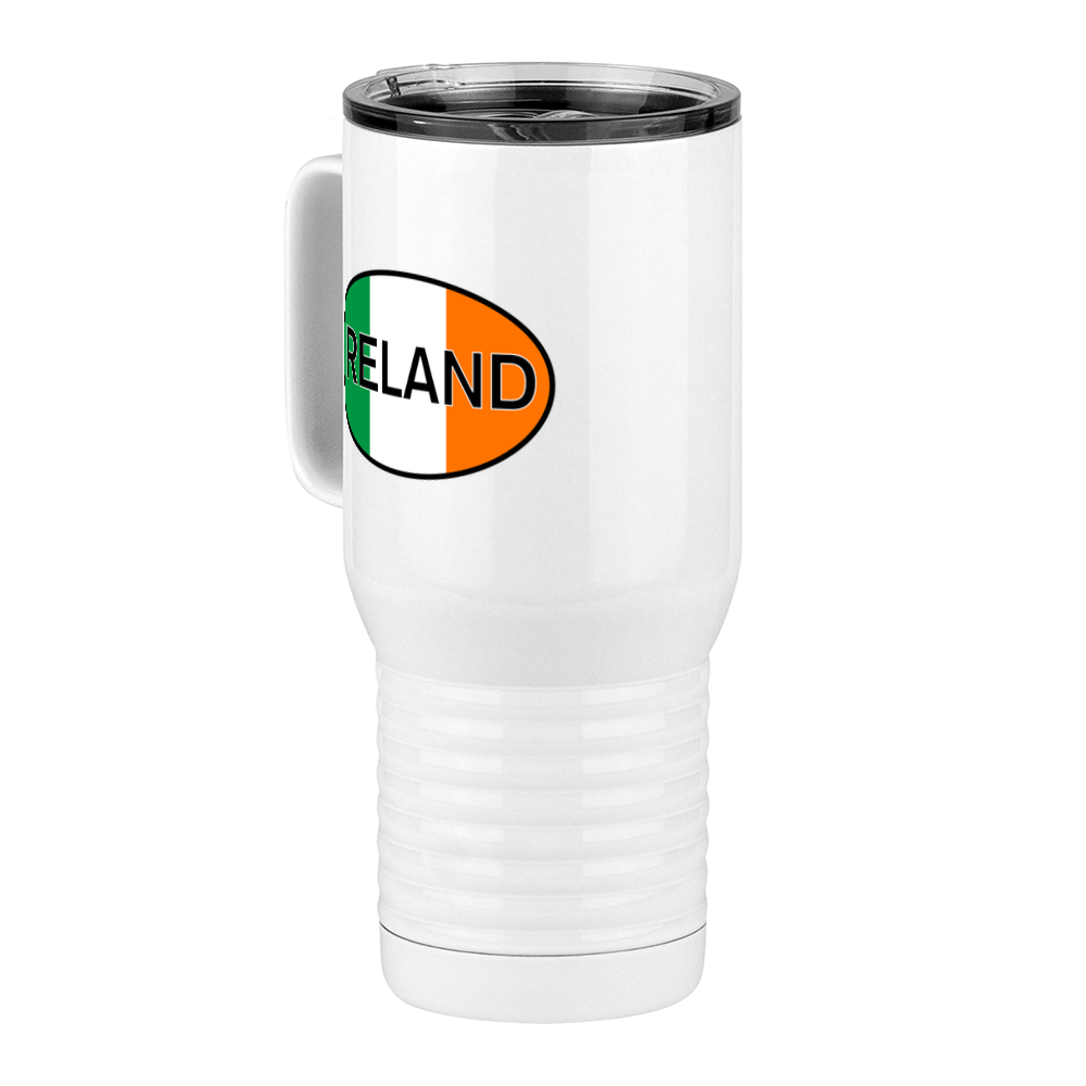 Euro Oval Travel Coffee Mug Tumbler with Handle (20 oz) - Ireland - Front Left View