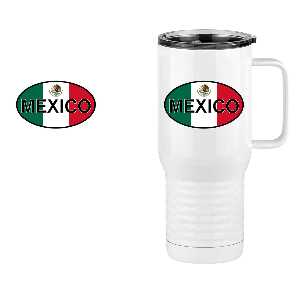 Euro Oval Travel Coffee Mug Tumbler with Handle (20 oz) - Mexico - Design View