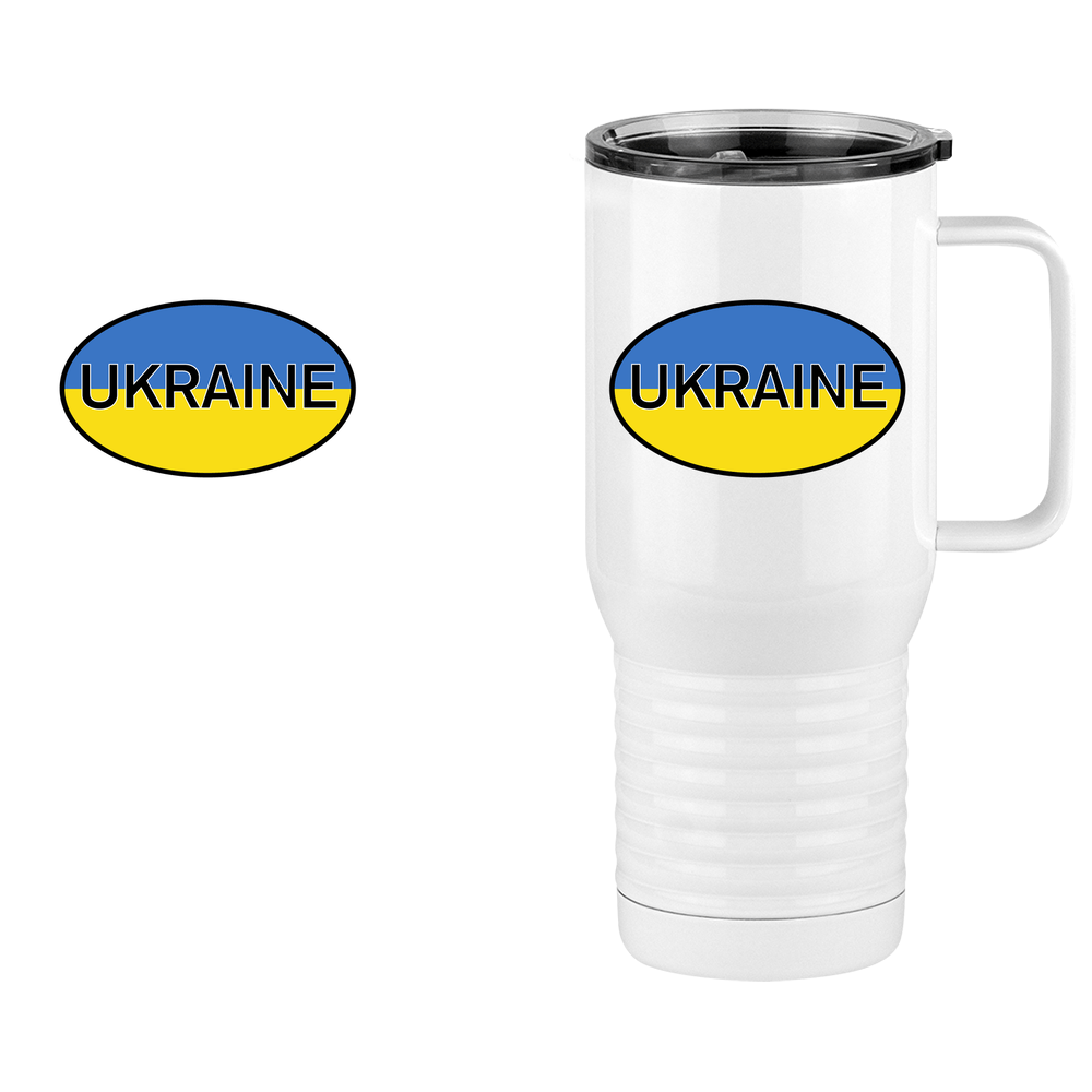 Euro Oval Travel Coffee Mug Tumbler with Handle (20 oz) - Ukraine - Design View