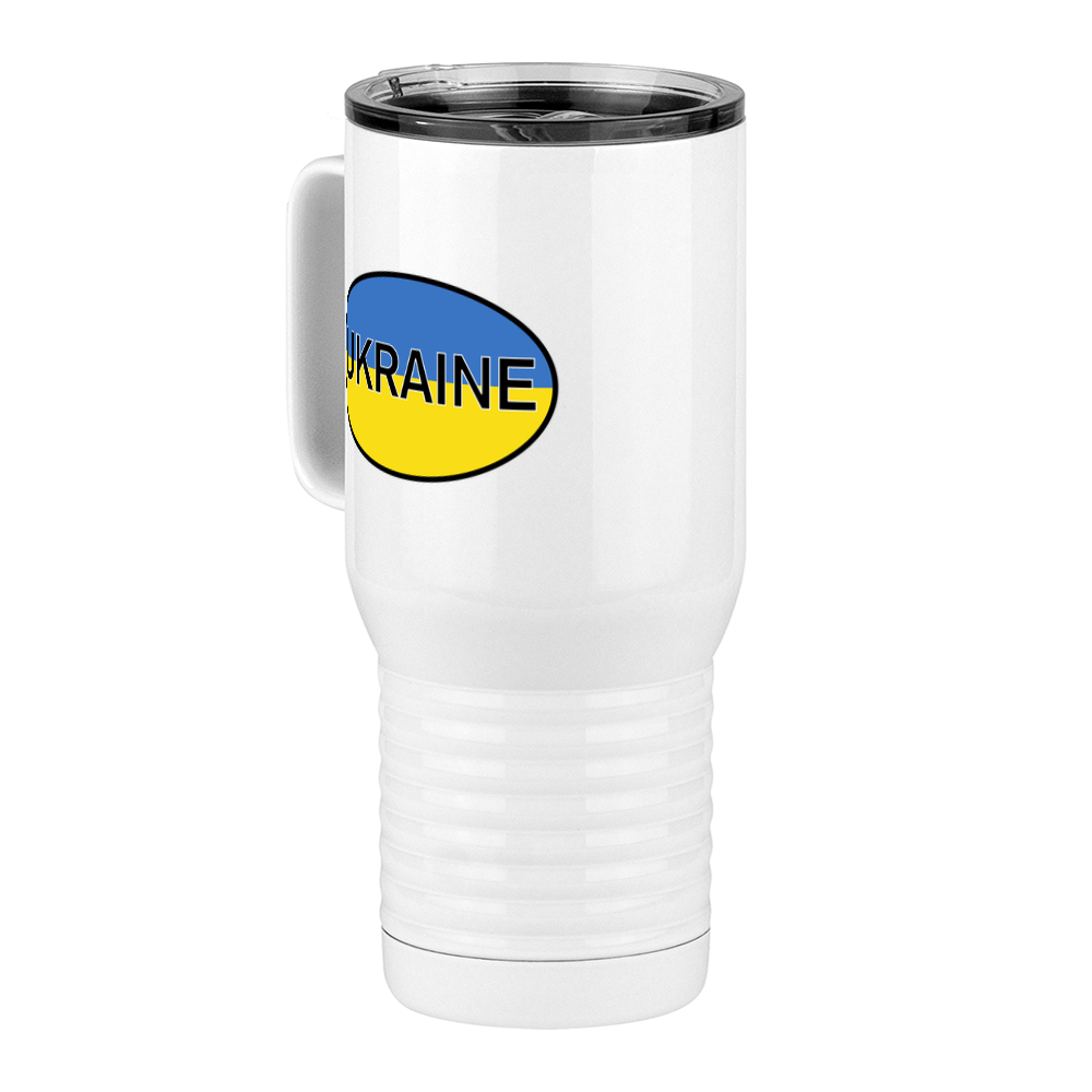 Euro Oval Travel Coffee Mug Tumbler with Handle (20 oz) - Ukraine - Front Left View
