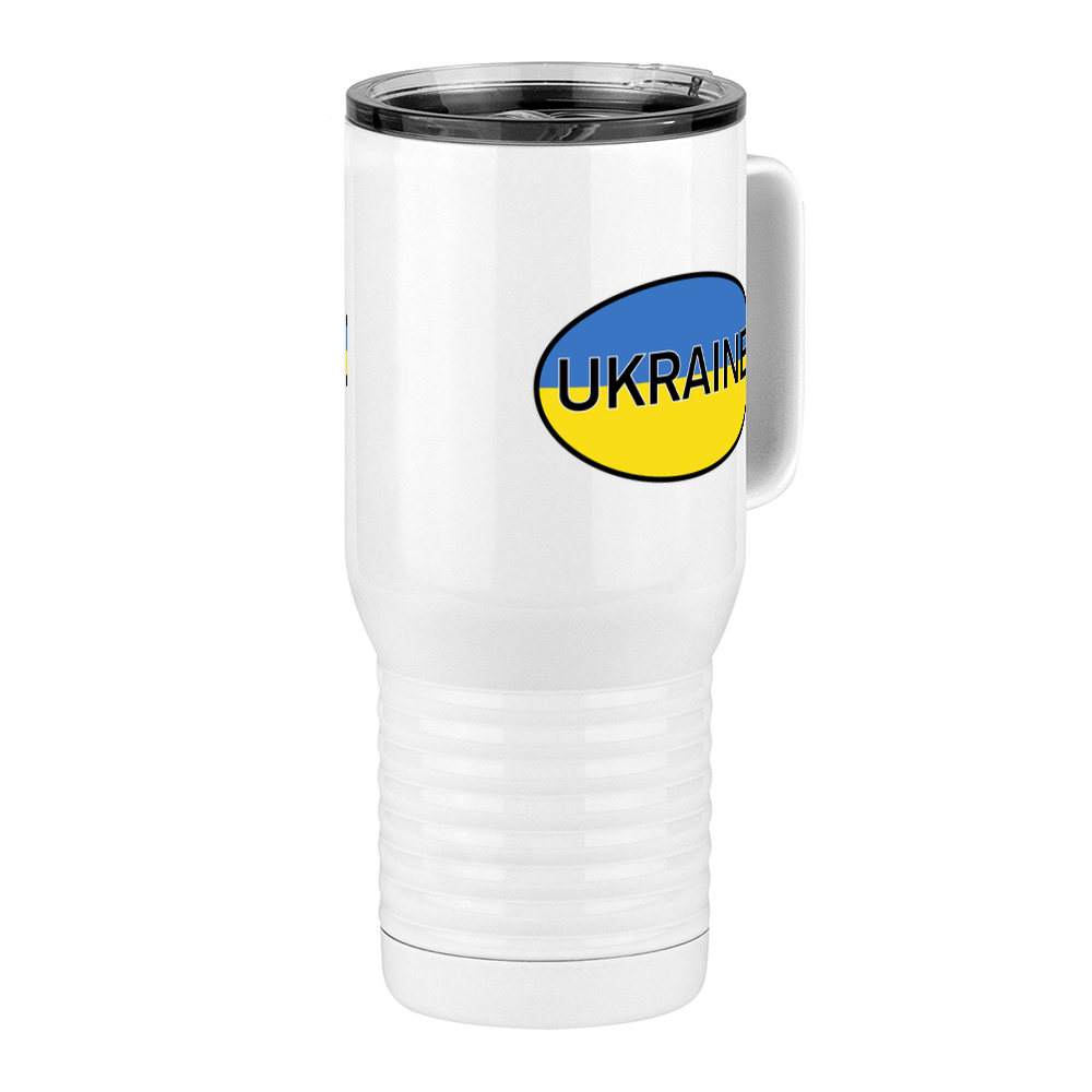 Euro Oval Travel Coffee Mug Tumbler with Handle (20 oz) - Ukraine - Front Right View