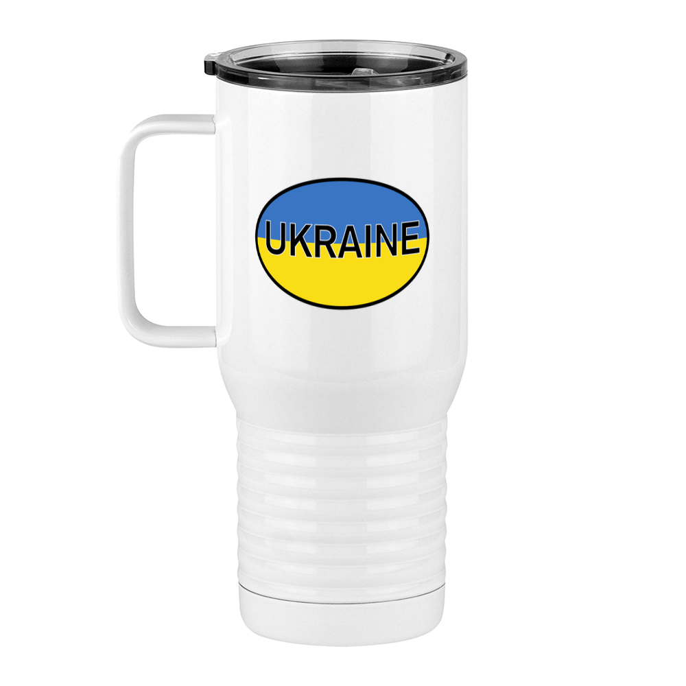 Euro Oval Travel Coffee Mug Tumbler with Handle (20 oz) - Ukraine - Left View