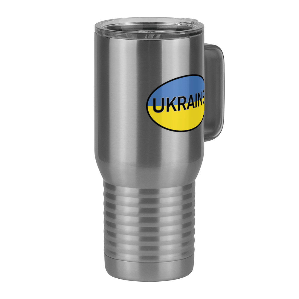 Euro Oval Travel Coffee Mug Tumbler with Handle (20 oz) - Ukraine - Front Right View