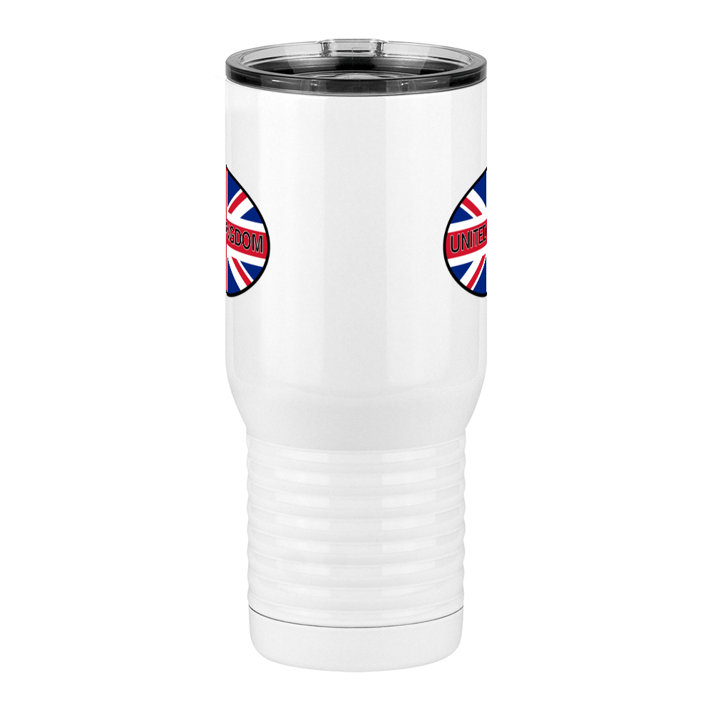 Euro Oval Travel Coffee Mug Tumbler with Handle (20 oz) - United Kingdom - Front View