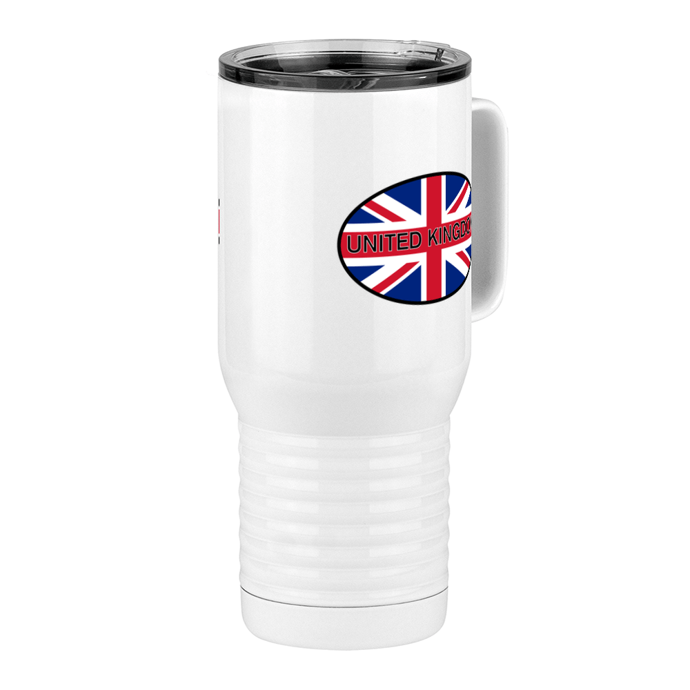 Euro Oval Travel Coffee Mug Tumbler with Handle (20 oz) - United Kingdom - Front Right View