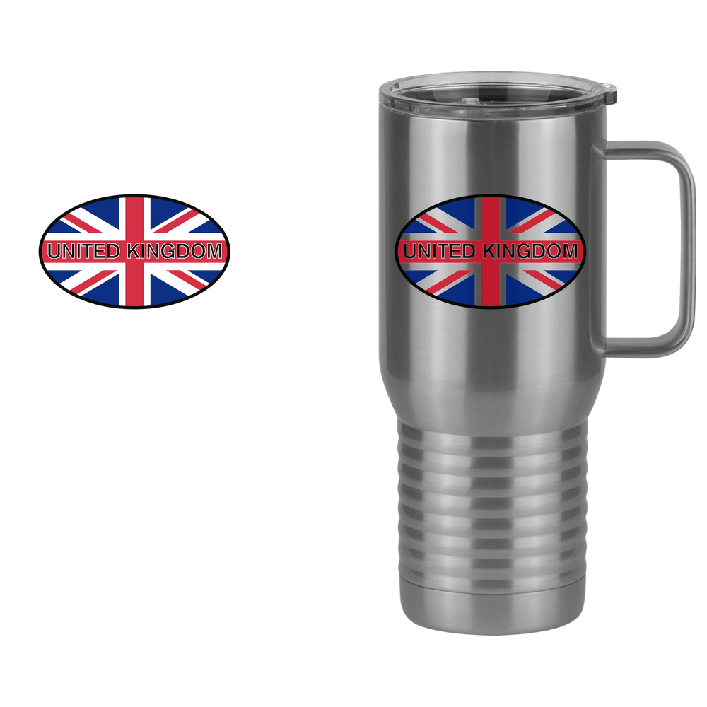 Euro Oval Travel Coffee Mug Tumbler with Handle (20 oz) - United Kingdom - Design View