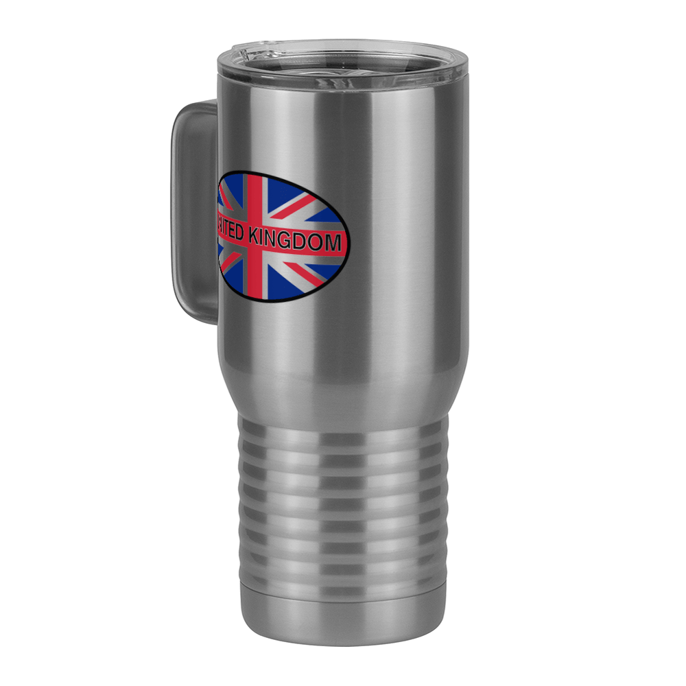 Euro Oval Travel Coffee Mug Tumbler with Handle (20 oz) - United Kingdom - Front Left View