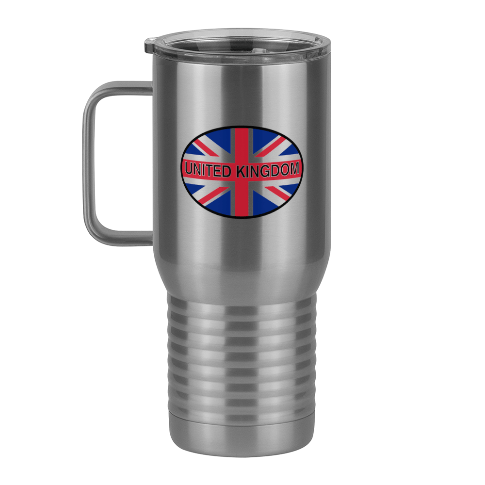 Euro Oval Travel Coffee Mug Tumbler with Handle (20 oz) - United Kingdom - Left View