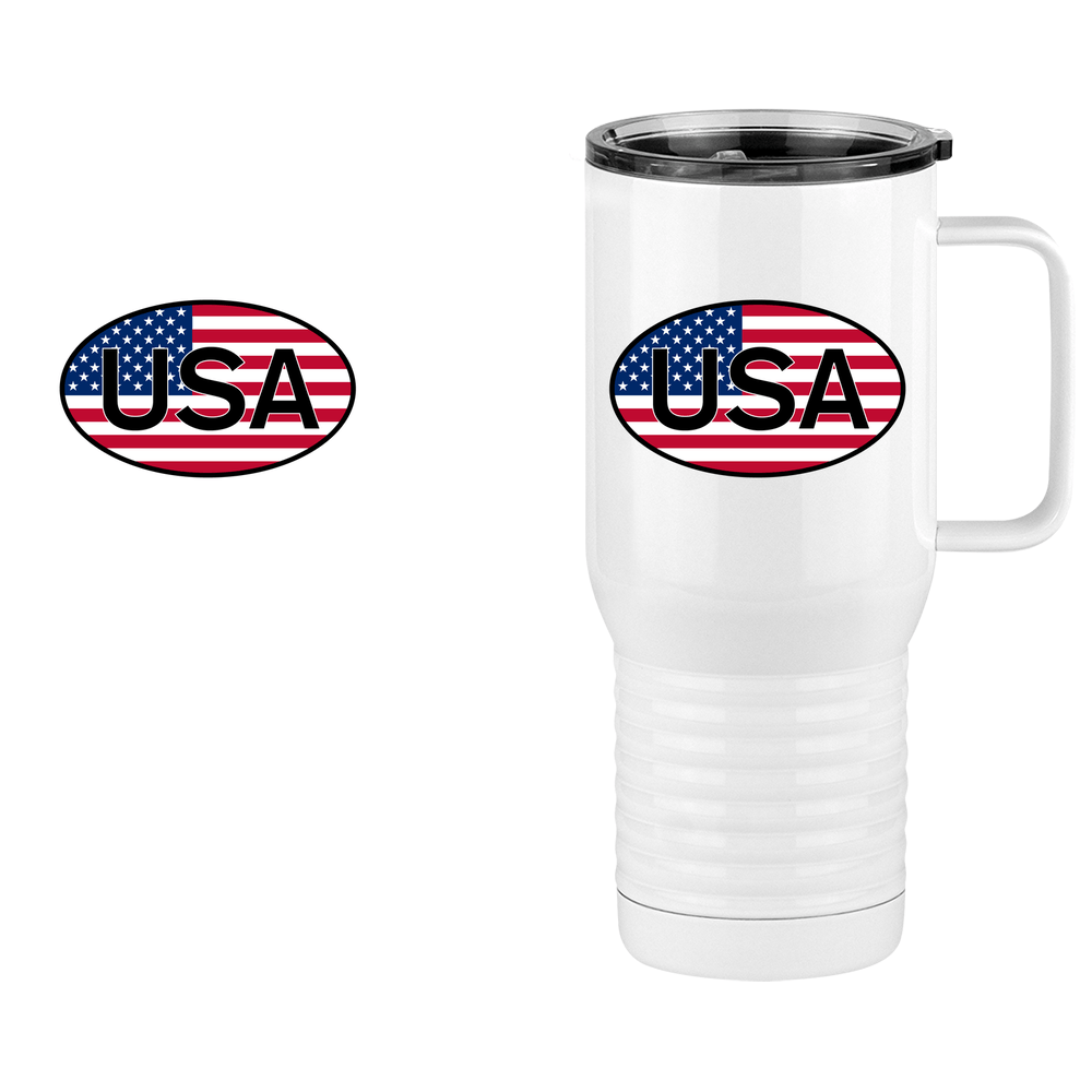 Euro Oval Travel Coffee Mug Tumbler with Handle (20 oz) - USA - Design View