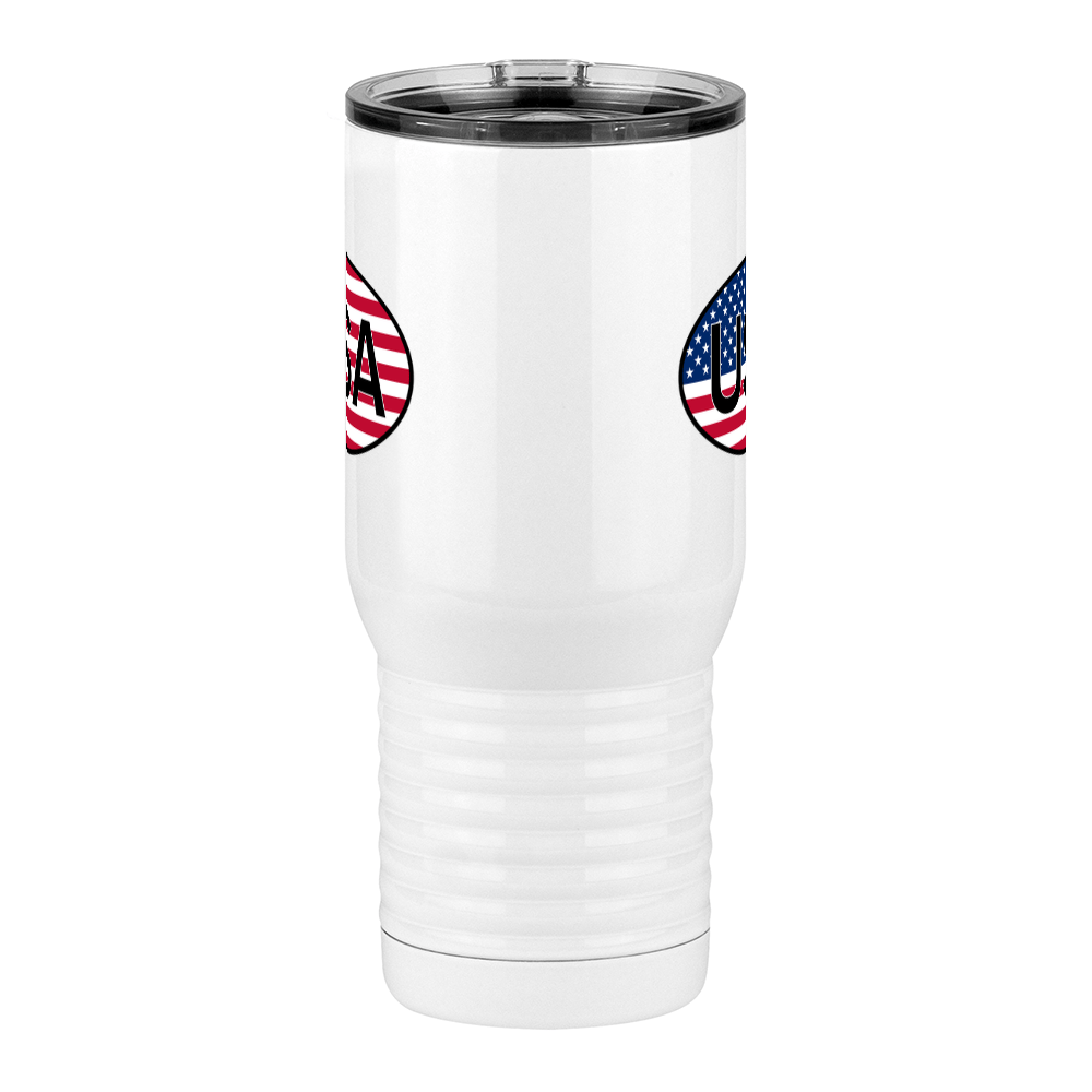 Euro Oval Travel Coffee Mug Tumbler with Handle (20 oz) - USA - Front View