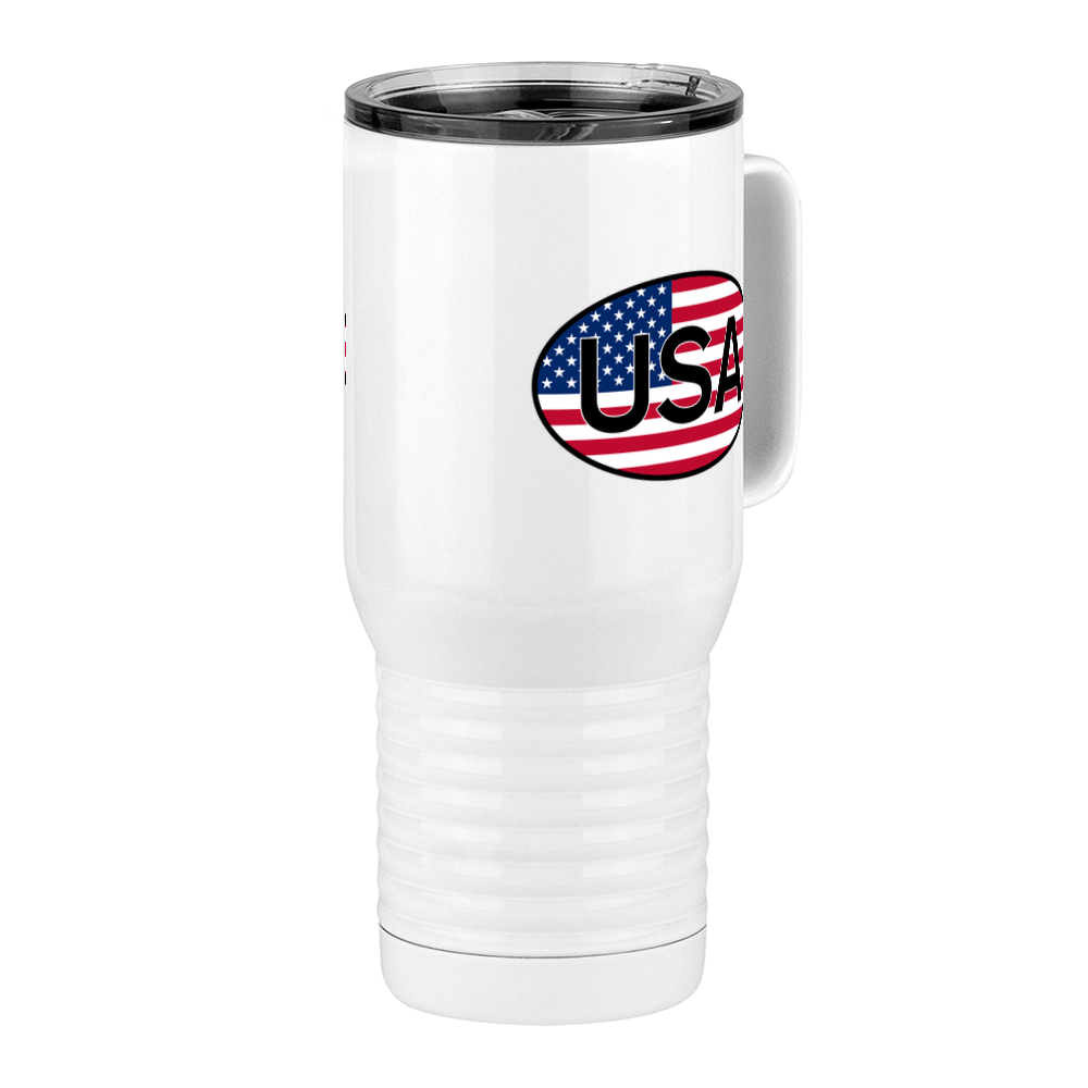 Euro Oval Travel Coffee Mug Tumbler with Handle (20 oz) - USA - Front Right View