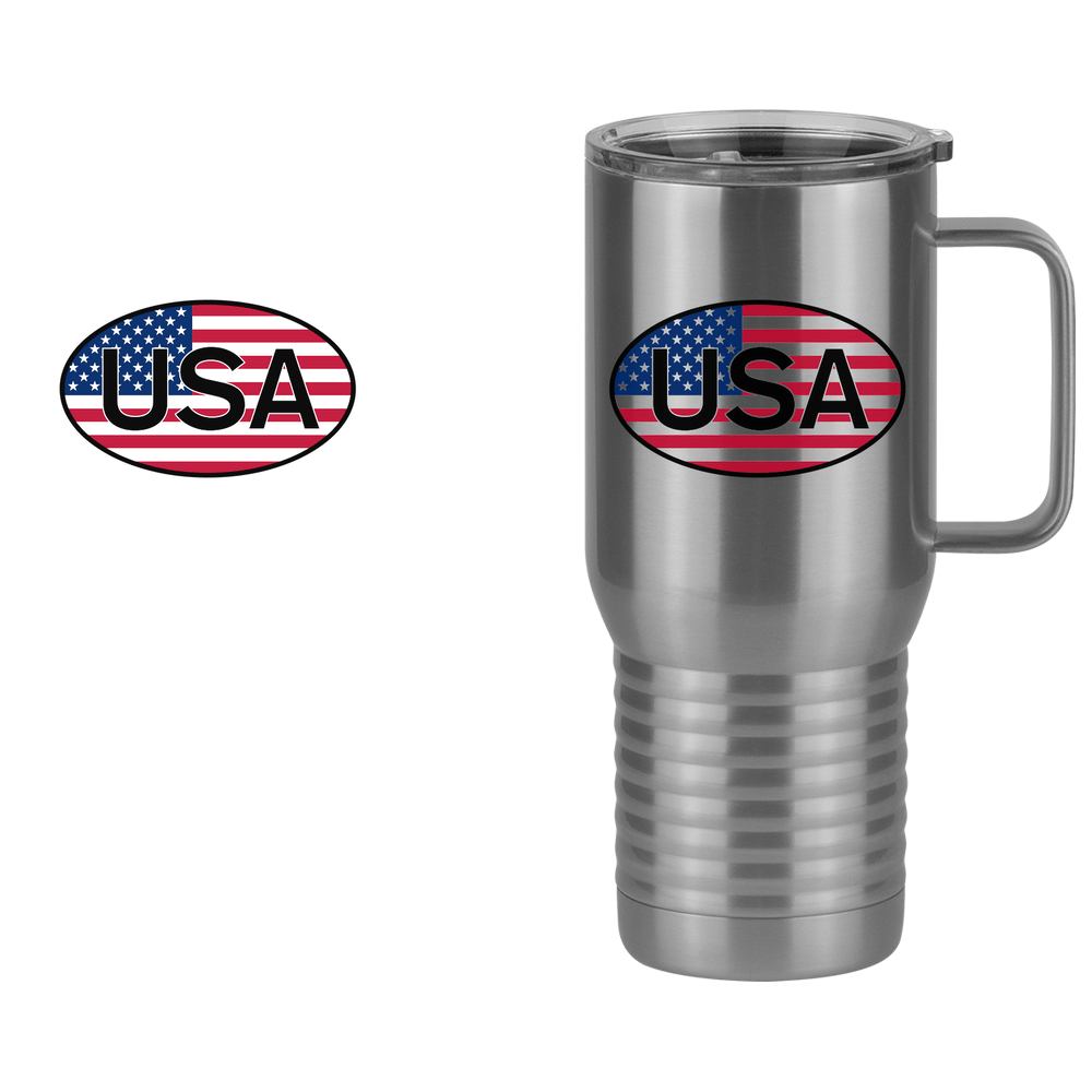 Euro Oval Travel Coffee Mug Tumbler with Handle (20 oz) - USA - Design View