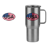 Thumbnail for Euro Oval Travel Coffee Mug Tumbler with Handle (20 oz) - USA - Design View