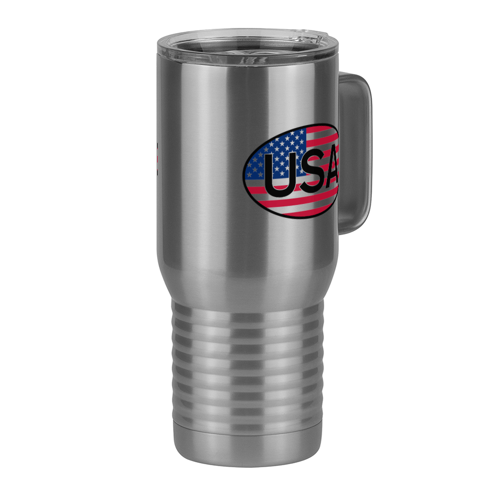 Euro Oval Travel Coffee Mug Tumbler with Handle (20 oz) - USA - Front Right View