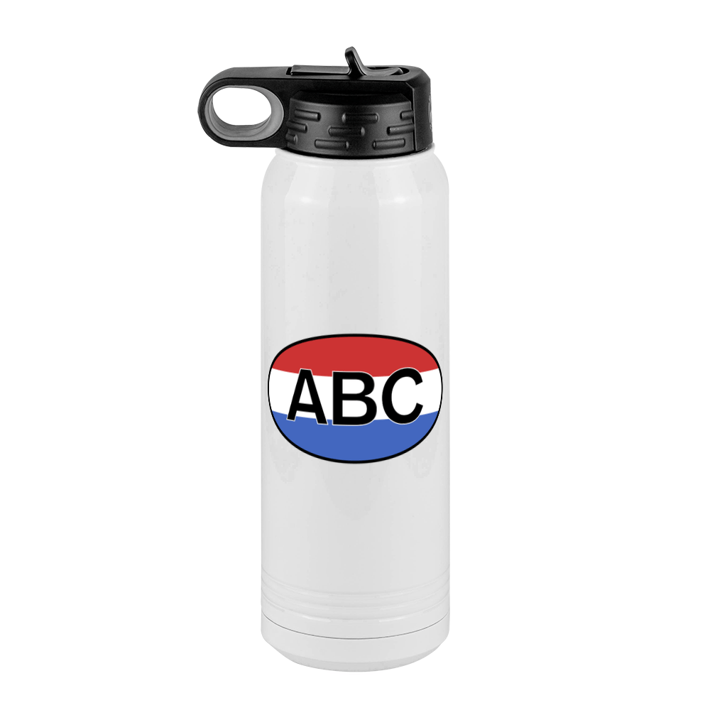Personalized Euro Oval Water Bottle (30 oz) - Horizontal Stripes - Front View