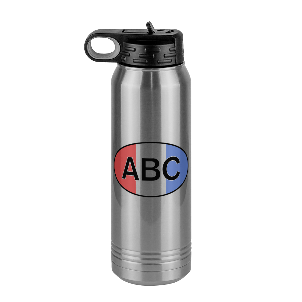 Personalized Euro Oval Water Bottle (30 oz) - Vertical Stripes - Front View