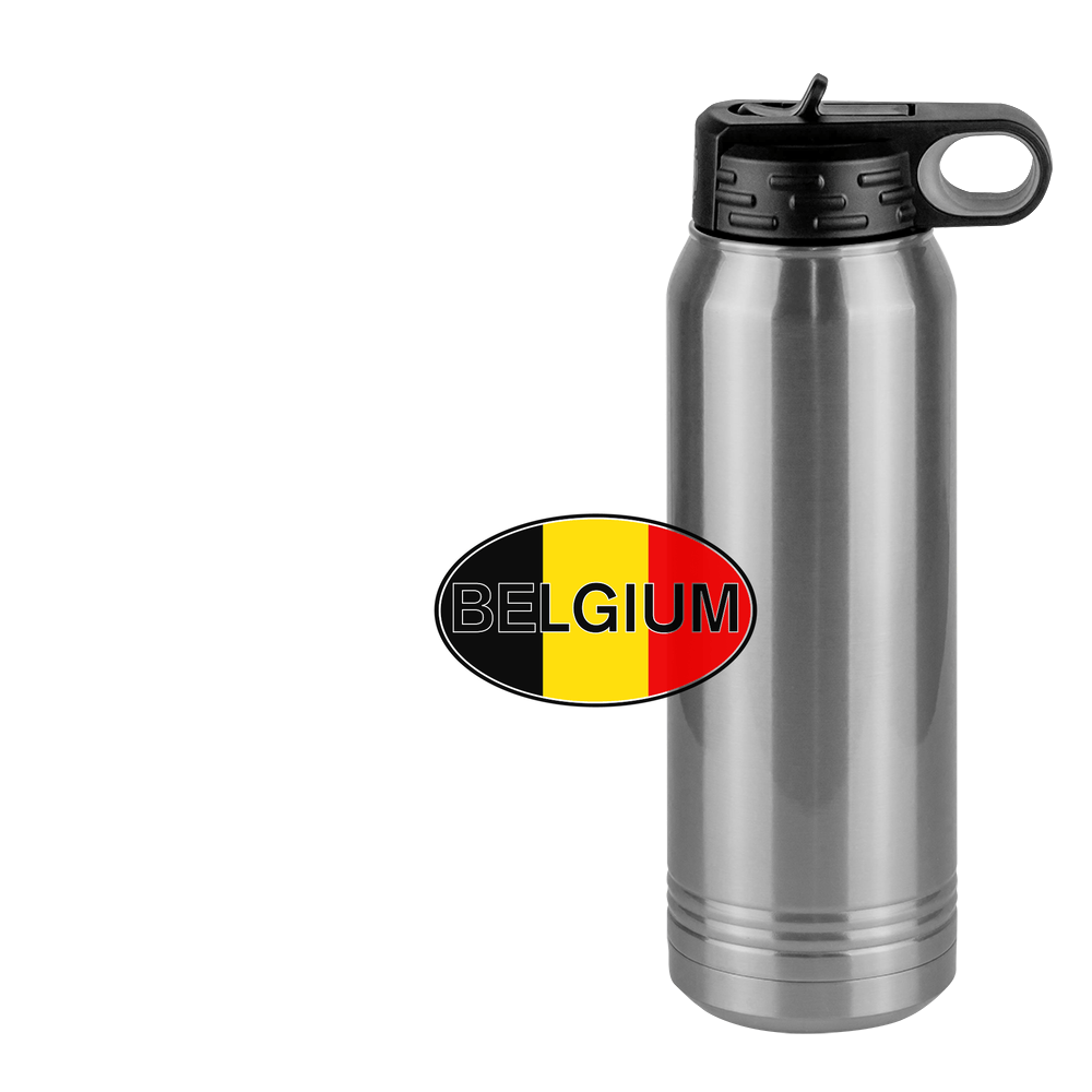 Euro Oval Water Bottle (30 oz) - Belgium - Design View