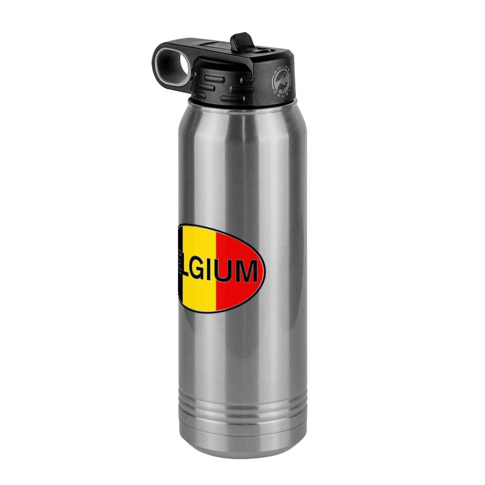 Euro Oval Water Bottle (30 oz) - Belgium - Front Right View