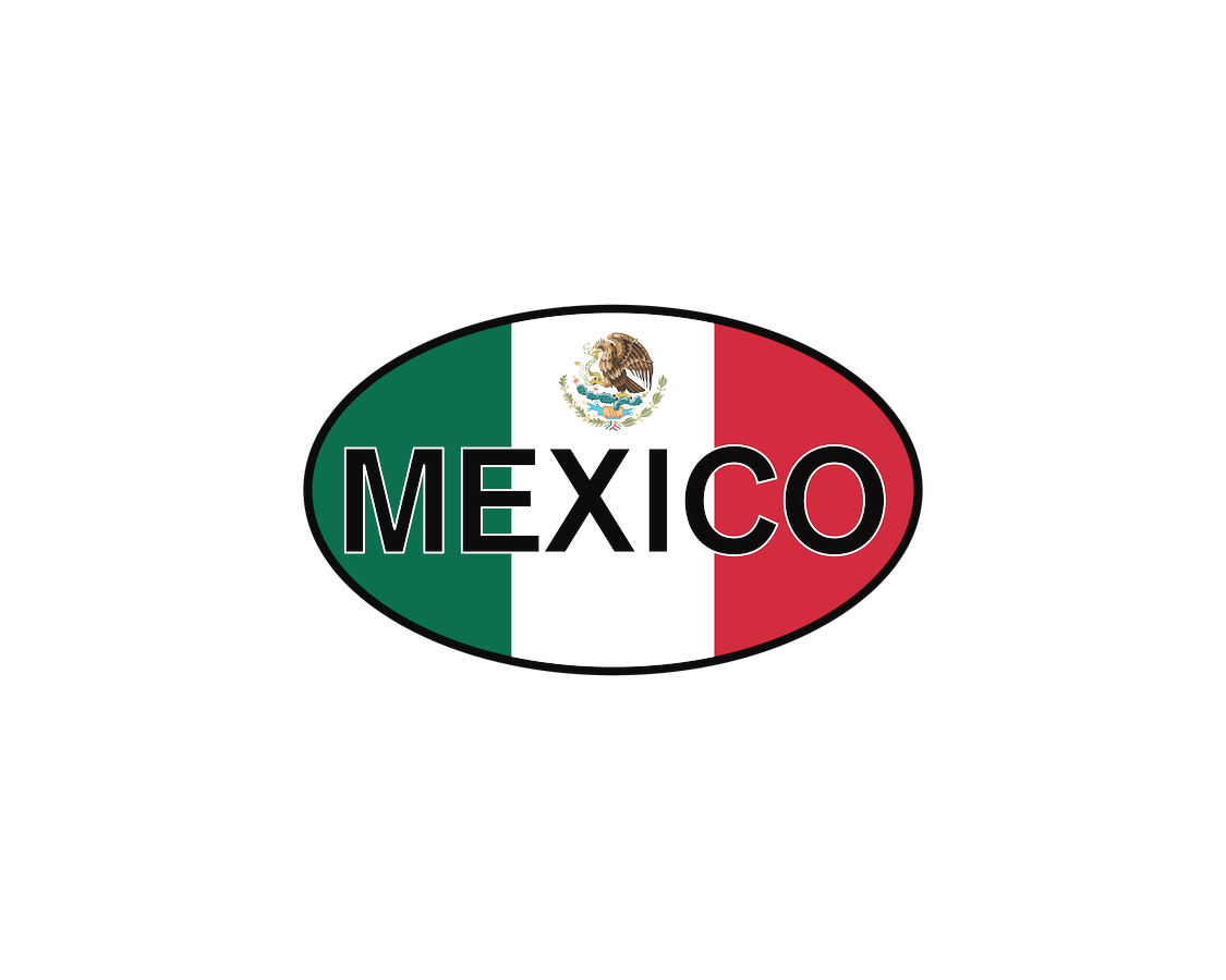 Euro Oval Water Bottle (30 oz) - Mexico - Graphic View