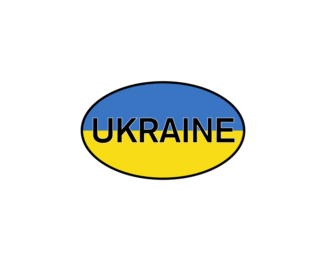 Euro Oval Water Bottle (30 oz) - Ukraine - Graphic View