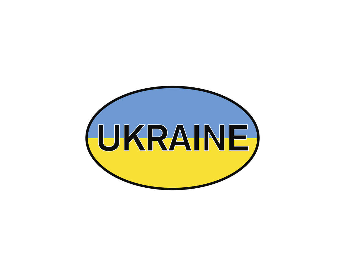 Euro Oval Water Bottle (30 oz) - Ukraine - Graphic View