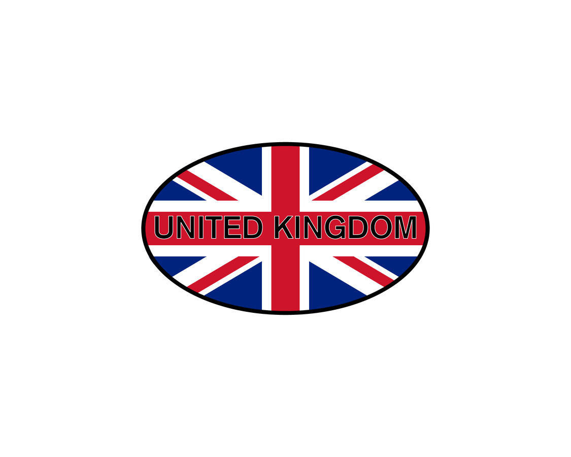 Euro Oval Water Bottle (30 oz) - United Kingdom - Graphic View
