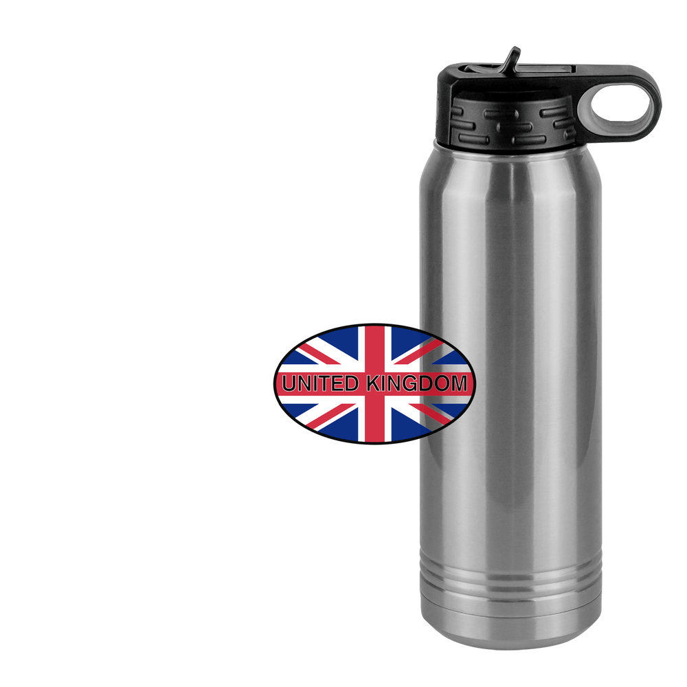 Euro Oval Water Bottle (30 oz) - United Kingdom - Design View