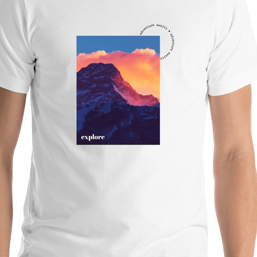 Explore Mountains T-Shirt - White - Shirt Close-Up View