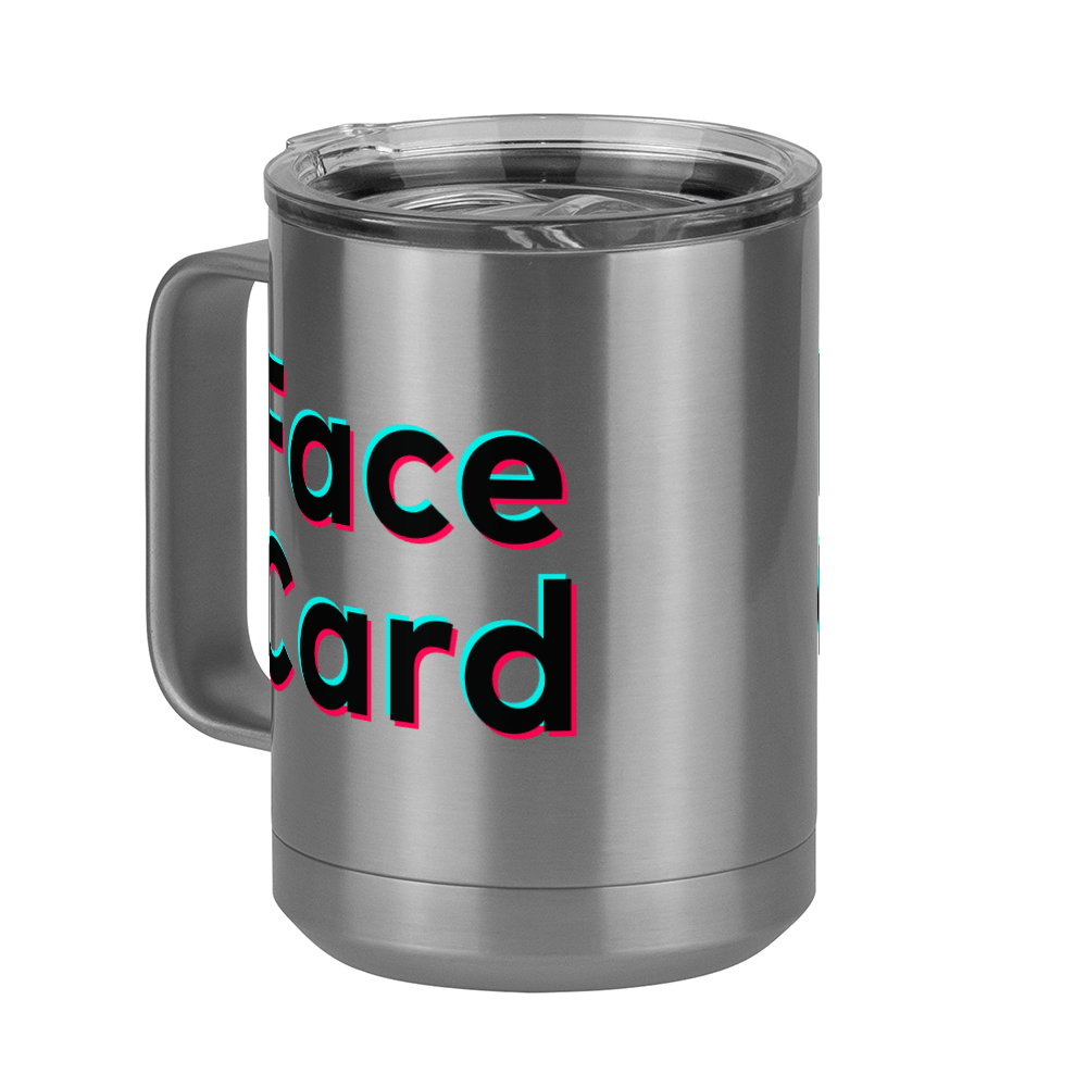 Face Card Coffee Mug Tumbler with Handle (15 oz) - TikTok Trends - Front Left View
