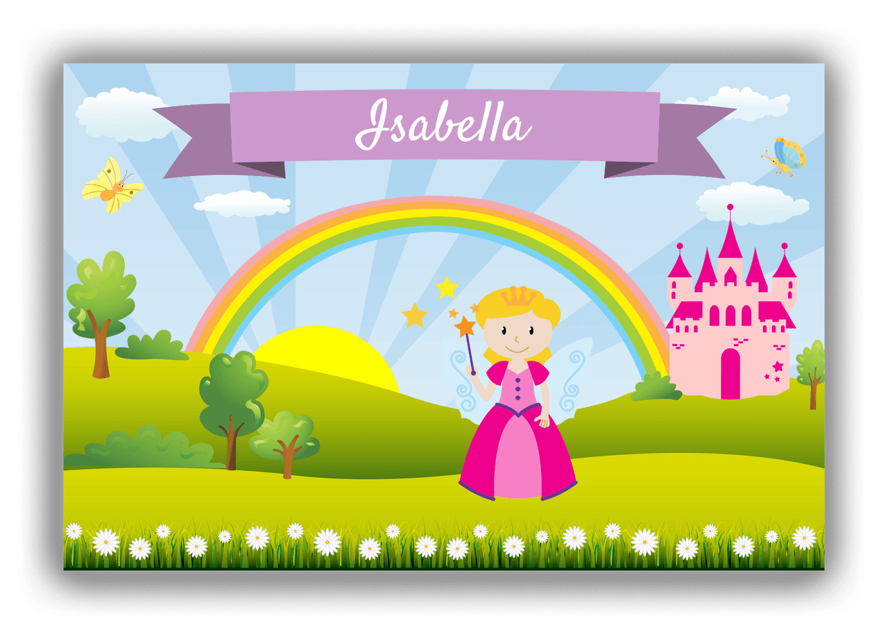Personalized Fairy Canvas Wrap & Photo Print II - Rainbow Castle - Blonde Fairy - Front View