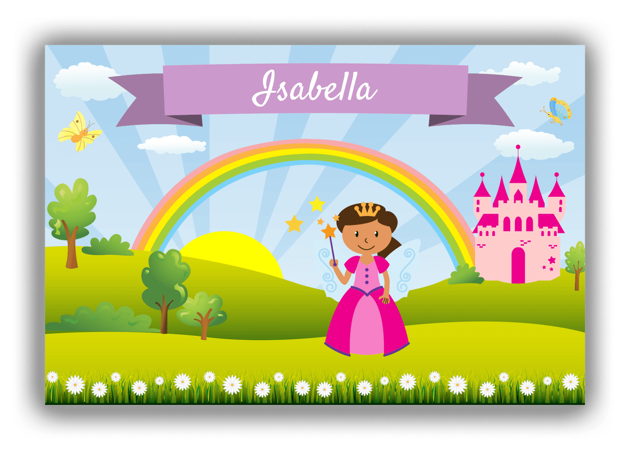 Personalized Fairy Canvas Wrap & Photo Print II - Rainbow Castle - Black Fairy II - Front View