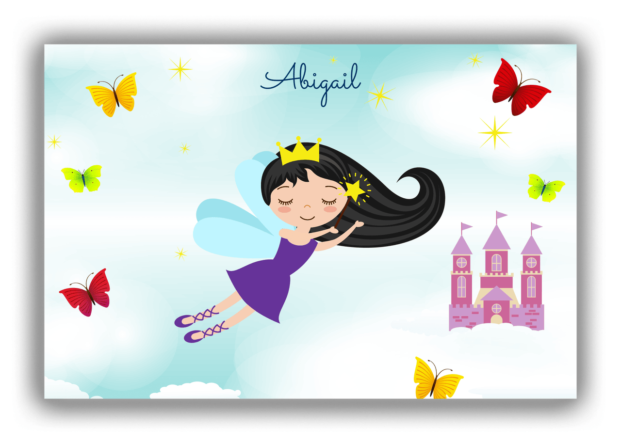 Personalized Fairy Canvas Wrap & Photo Print III - Cloud Castle - Black Hair Fairy I - Front View