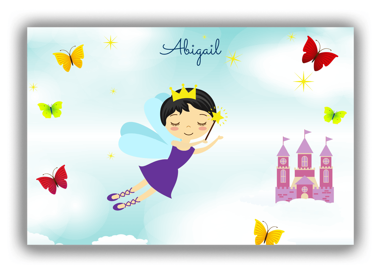 Personalized Fairy Canvas Wrap & Photo Print III - Cloud Castle - Black Hair Fairy II - Front View
