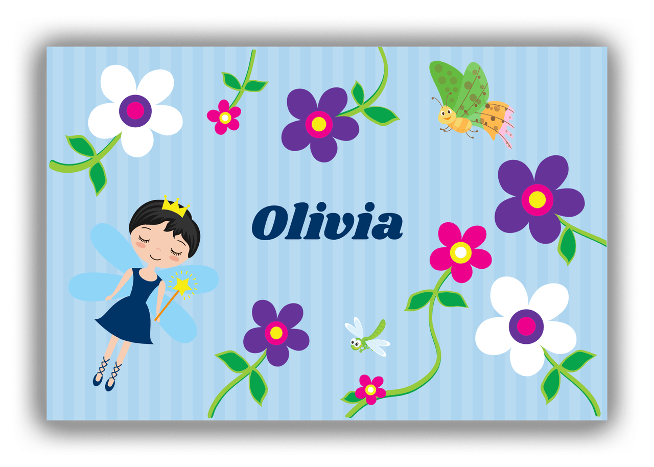 Personalized Fairy Canvas Wrap & Photo Print IV - Flower Fairy - Black Hair Fairy I - Front View
