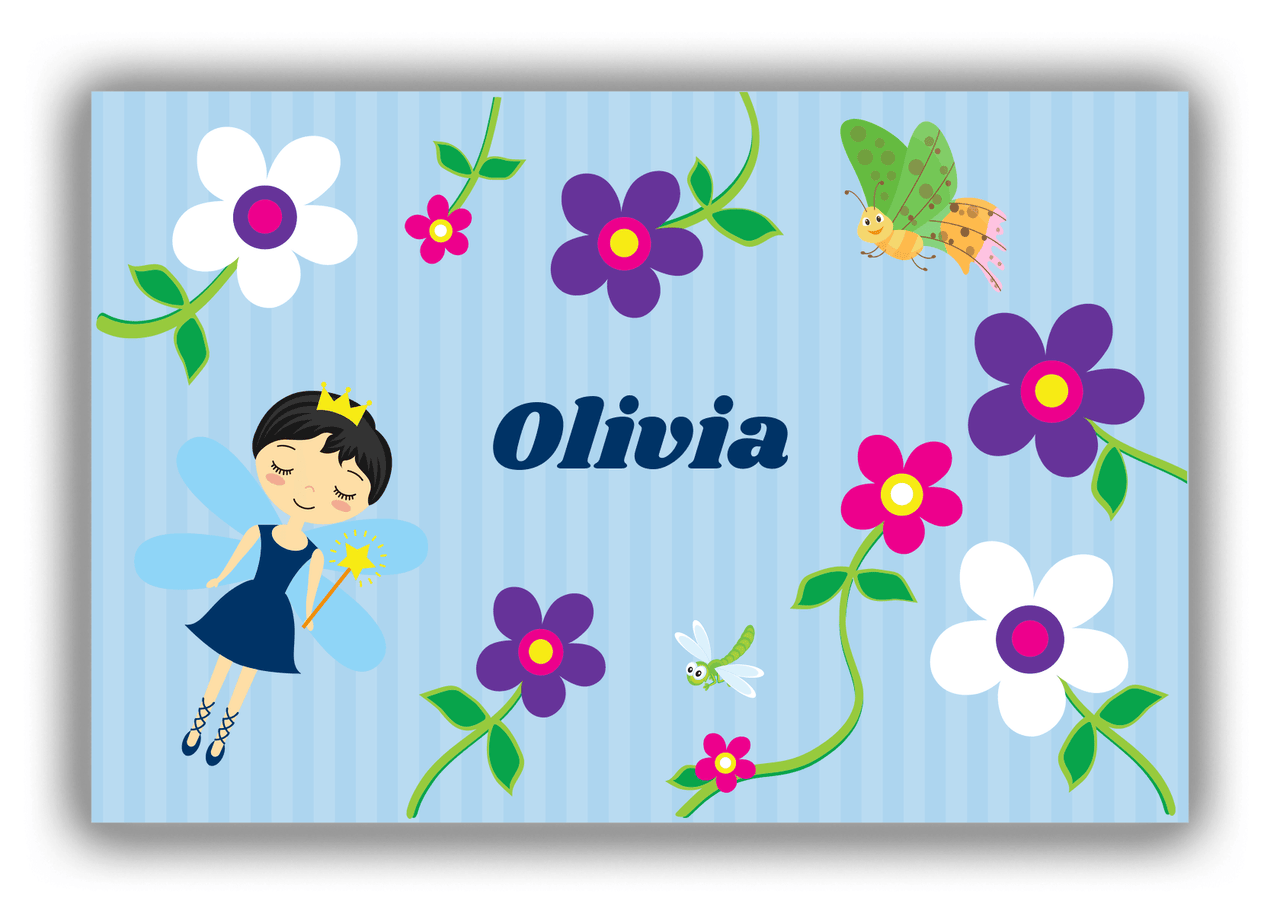 Personalized Fairy Canvas Wrap & Photo Print IV - Flower Fairy - Black Hair Fairy II - Front View