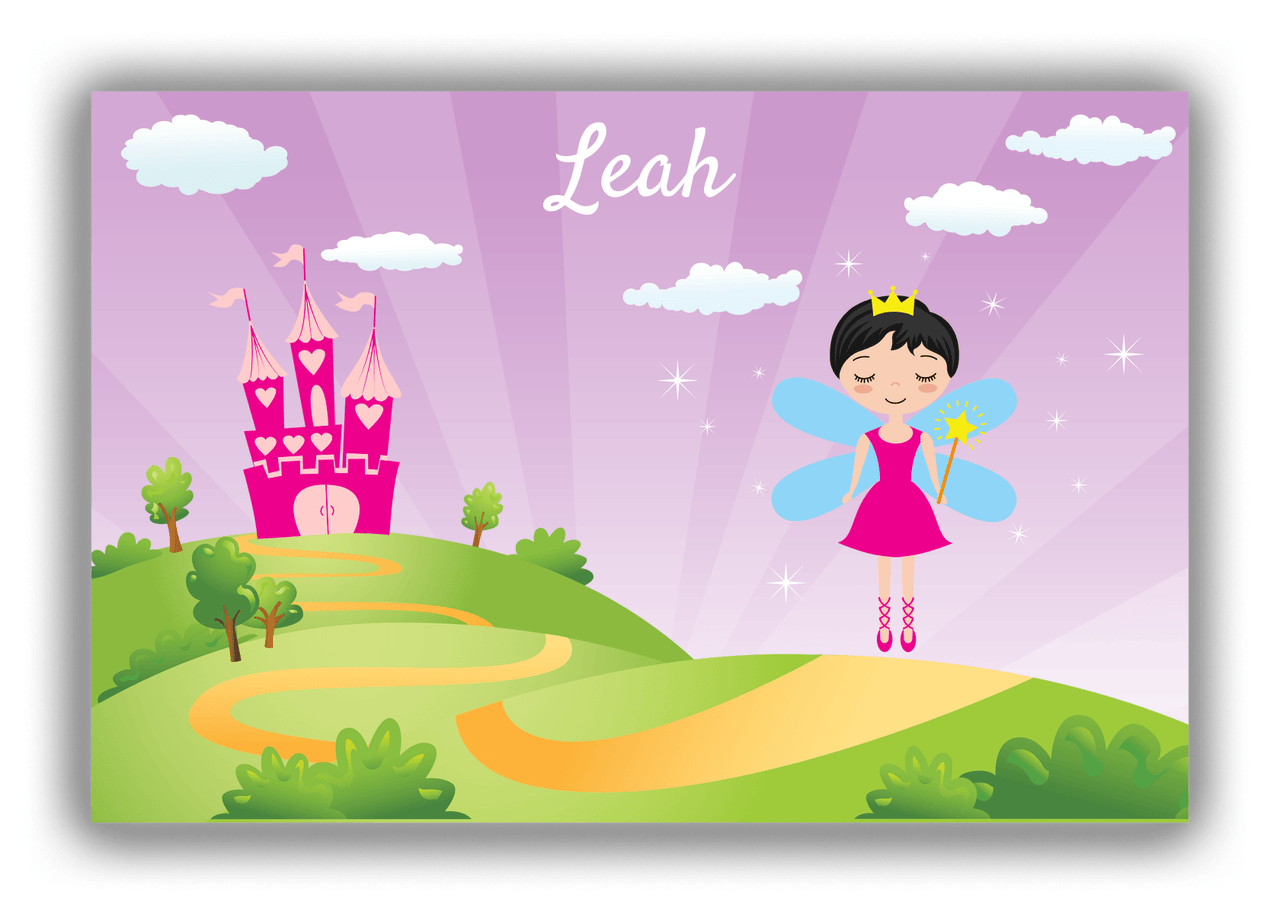 Personalized Fairy Canvas Wrap & Photo Print V - Castle Heart - Black Hair Fairy I - Front View