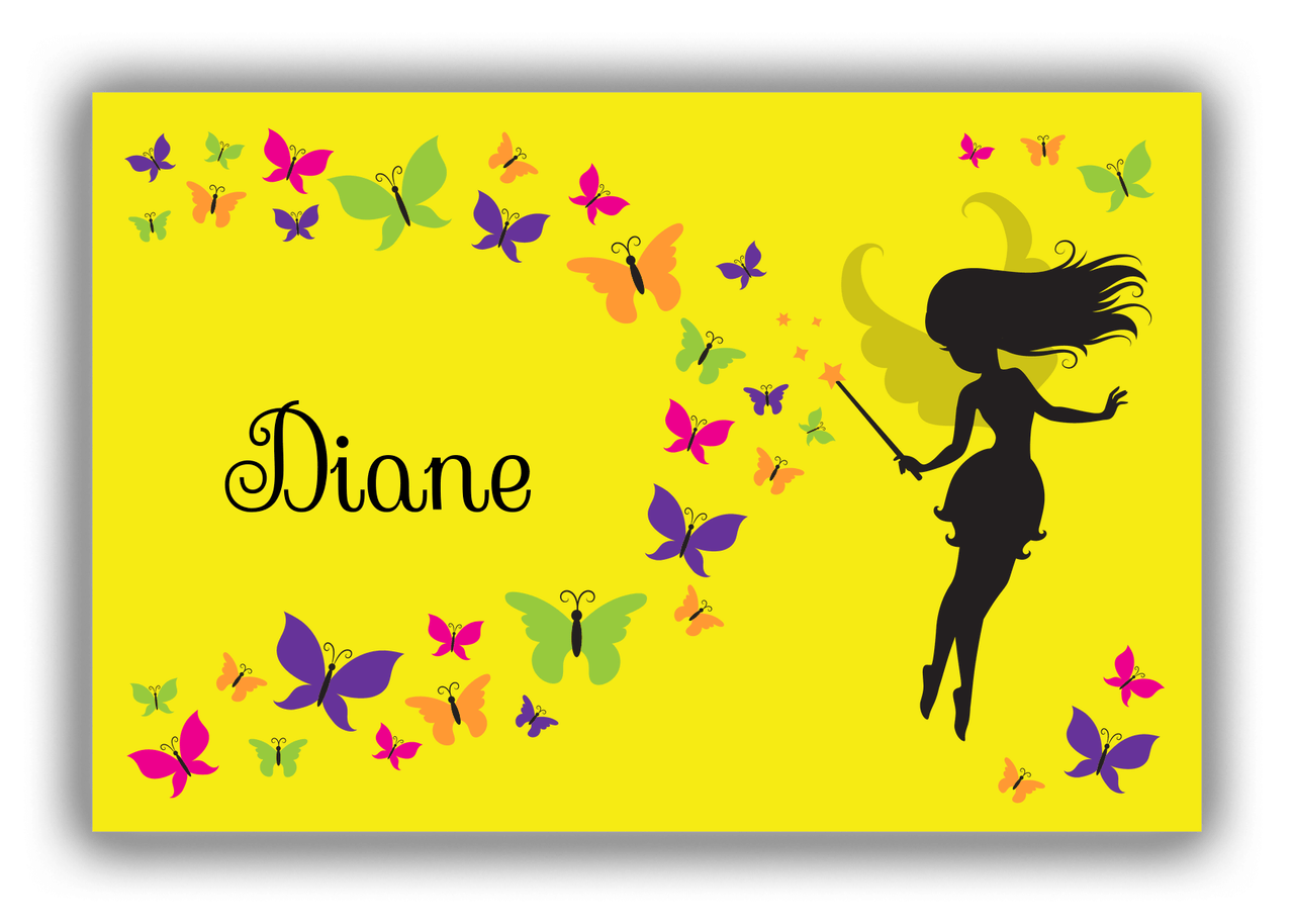 Personalized Fairy Canvas Wrap & Photo Print VIII - Butterfly Fairy - Yellow Background - Front View