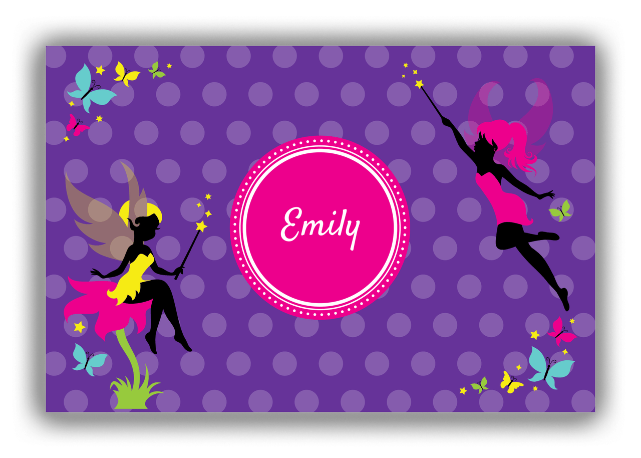 Personalized Fairy Canvas Wrap & Photo Print IX - Purple Background with Polka Dots - Front View