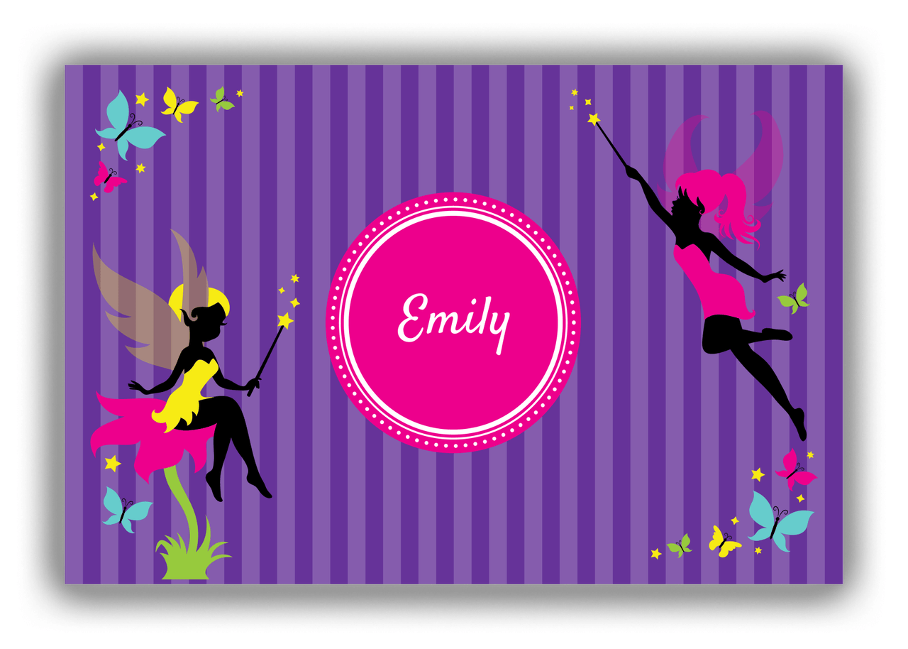 Personalized Fairy Canvas Wrap & Photo Print IX - Purple Background with Vertical Stripes - Front View