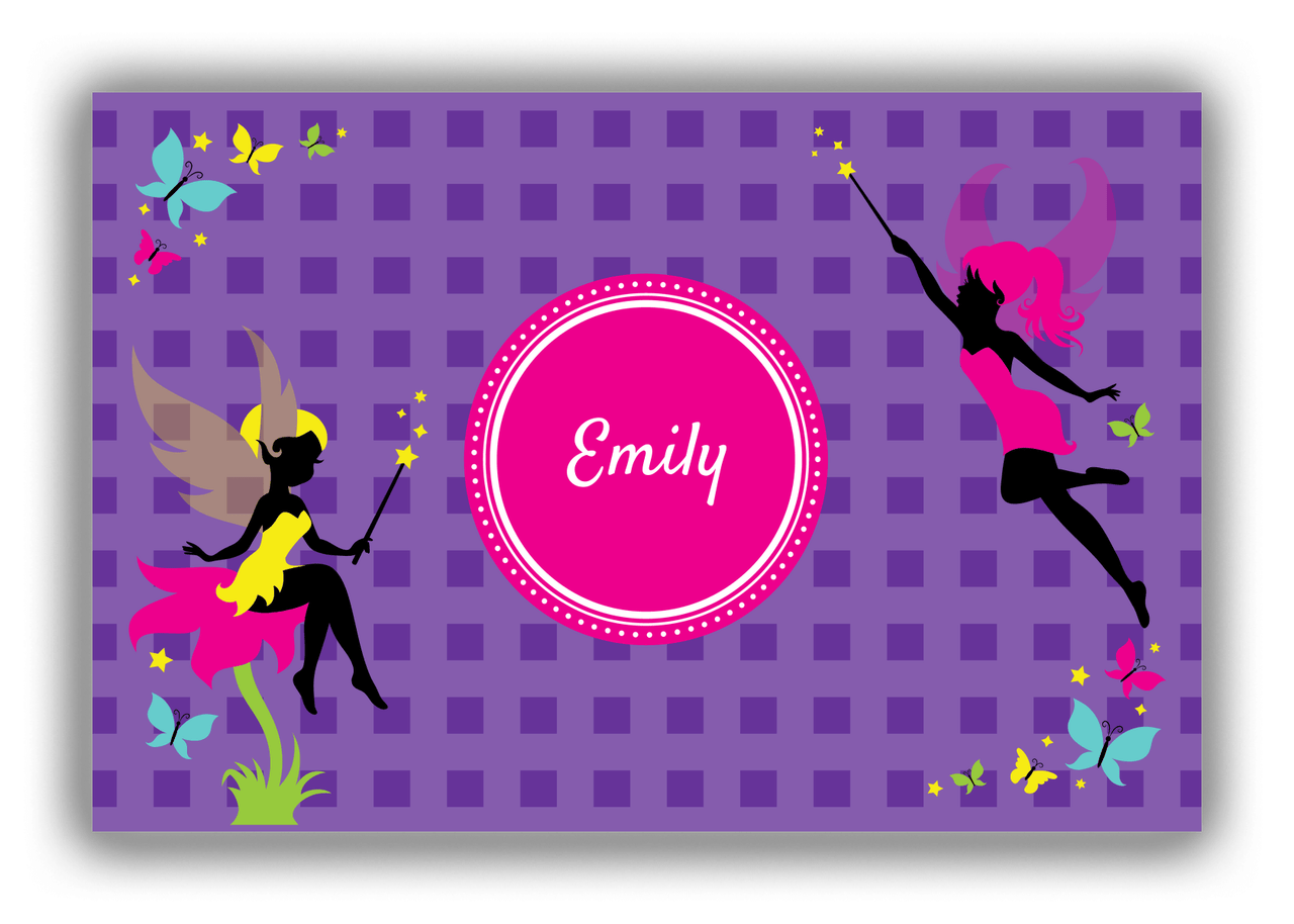 Personalized Fairy Canvas Wrap & Photo Print IX - Purple Background with Squares - Front View