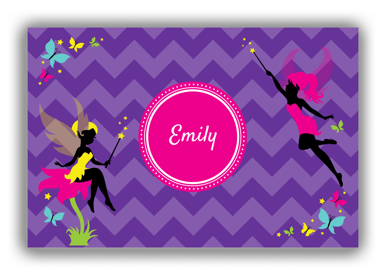 Personalized Fairy Canvas Wrap & Photo Print IX - Purple Background with Chevron - Front View