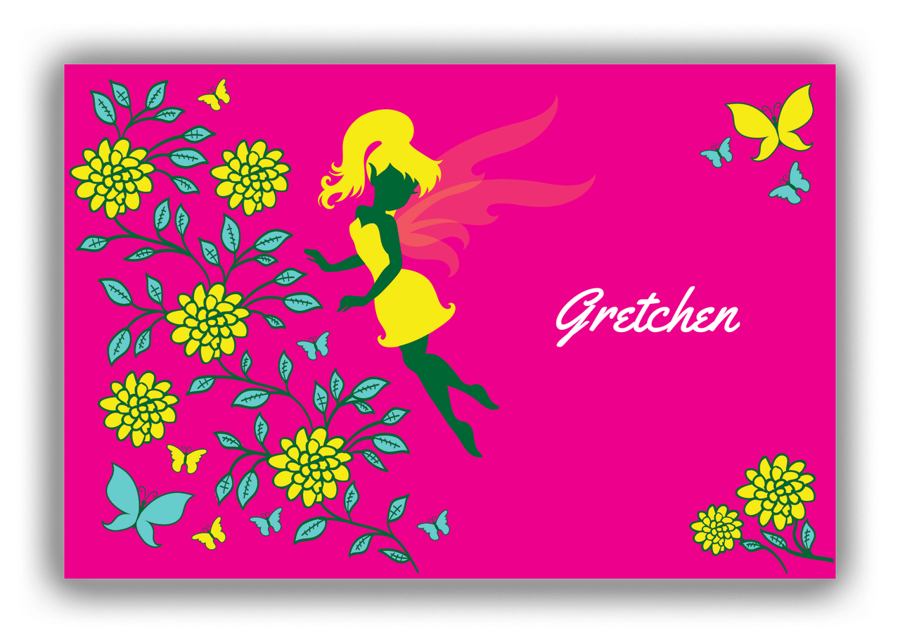 Personalized Fairy Canvas Wrap & Photo Print X - Butterfly Fairy - Pink Background - Front View