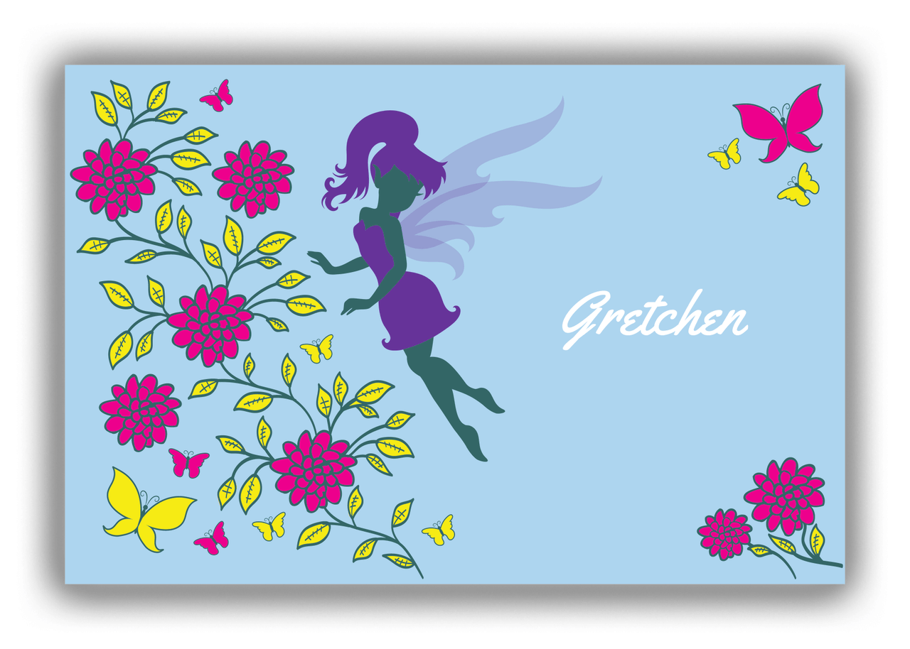 Personalized Fairy Canvas Wrap & Photo Print X - Butterfly Fairy - Blue Background - Front View